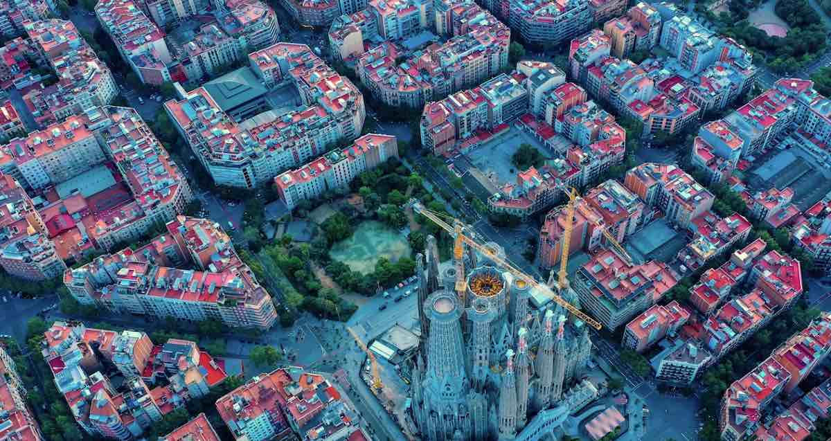 city urban park, barcelona, spain