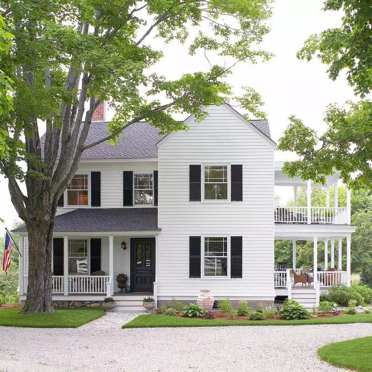 white and black traditional farmhouse